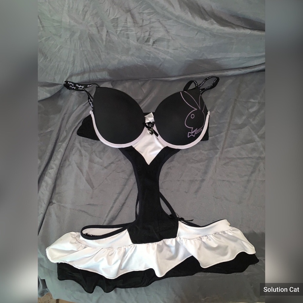 Vintage Playboy Black and White Lingerie Set
